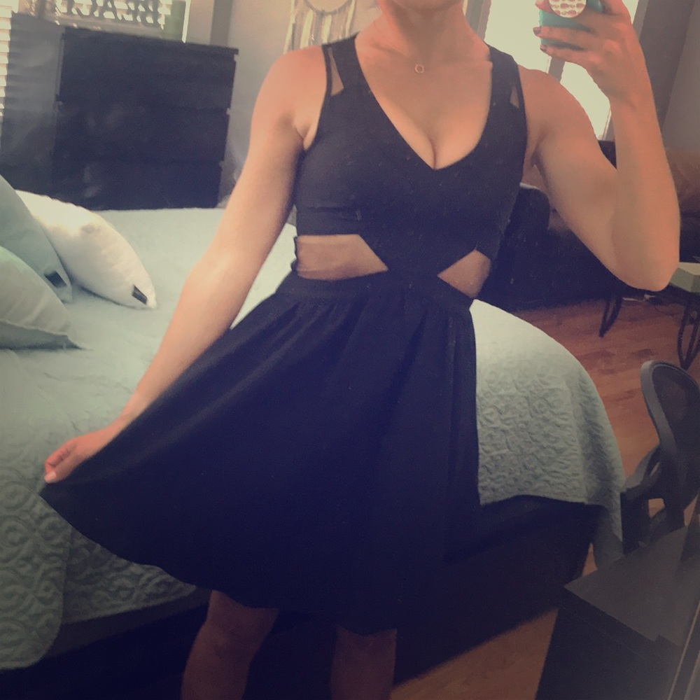 BOGO 50% Black fit flare cocktail dress